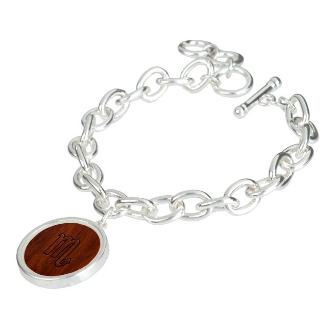 Scorpio Zodiac Symbol in Mahogany Style Charm Bracelet (Side)