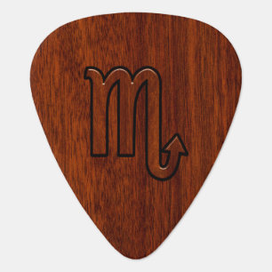 Scorpio Zodiac Symbol in Mahogany Style Guitar Pick