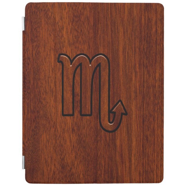 Scorpio Zodiac Symbol in Mahogany Style iPad Smart Cover (Front)