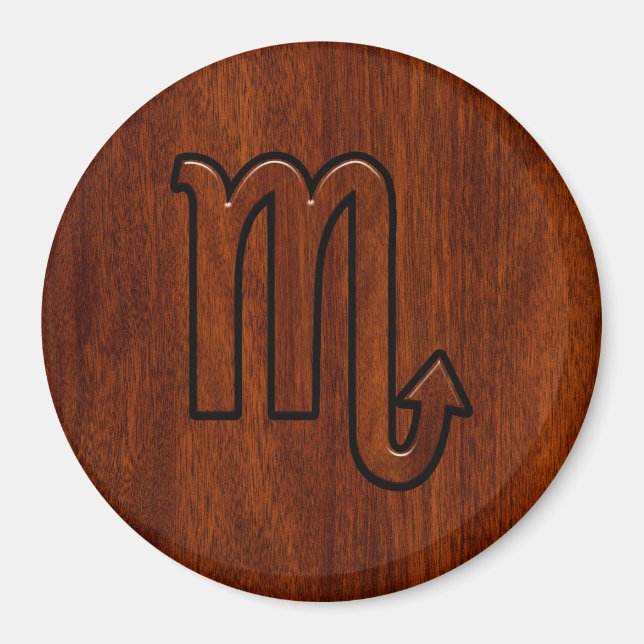 Scorpio Zodiac Symbol in Mahogany Style Magnet (Front)