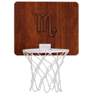 Scorpio Zodiac Symbol in Mahogany Style Mini Basketball Hoop