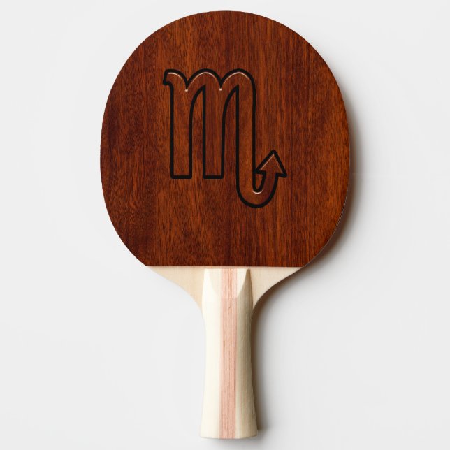 Scorpio Zodiac Symbol in Mahogany Style Ping-Pong Paddle (Back)