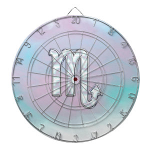 Scorpio Zodiac Symbol in Mother of Pearl Decor Dartboard