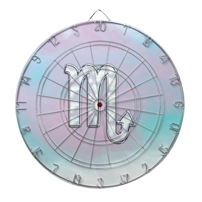 Scorpio Zodiac Symbol in Mother of Pearl Decor Dartboard (Front)