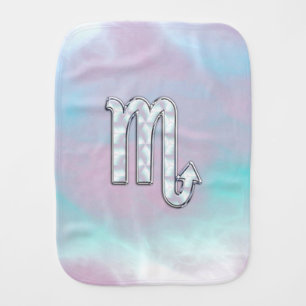 Scorpio Zodiac Symbol in Mother of Pearl Style Burp Cloth