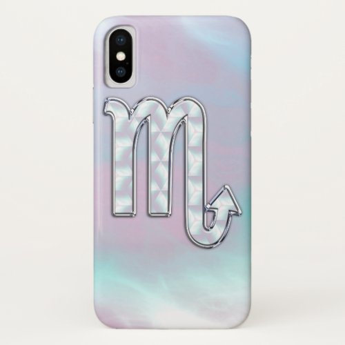 Scorpio Zodiac Symbol in Mother of Pearl Style iPhone XS Case