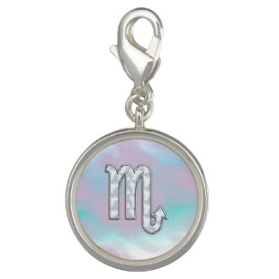 Scorpio Zodiac Symbol in Mother of Pearl Style Charm