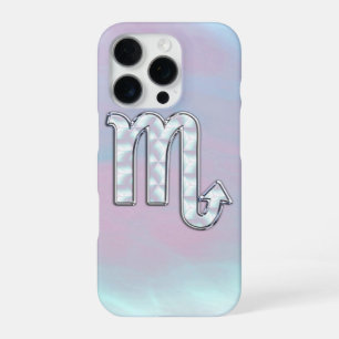 Scorpio Zodiac Symbol in Mother of Pearl Style iPhone 16 Pro Case