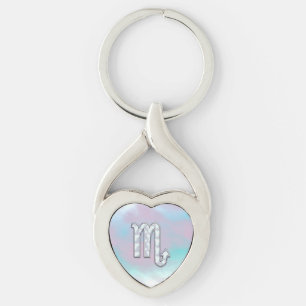 Scorpio Zodiac Symbol in Mother of Pearl Style Keychain