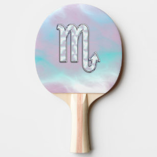 Scorpio Zodiac Symbol in Mother of Pearl Style Ping-Pong Paddle