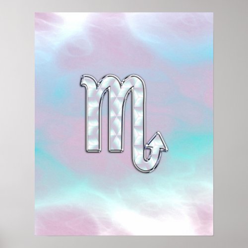 Scorpio Zodiac Symbol in Mother of Pearl Style Poster