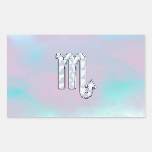 Scorpio Zodiac Symbol in Mother of Pearl Style Rectangular Sticker