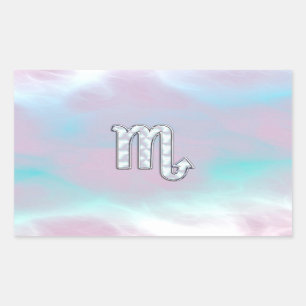 Scorpio Zodiac Symbol in Mother of Pearl Style Rectangular Sticker