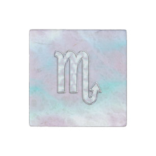 Scorpio Zodiac Symbol in Mother of Pearl Style Stone Magnet
