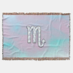 Scorpio Zodiac Symbol in Mother of Pearl Style Throw Blanket