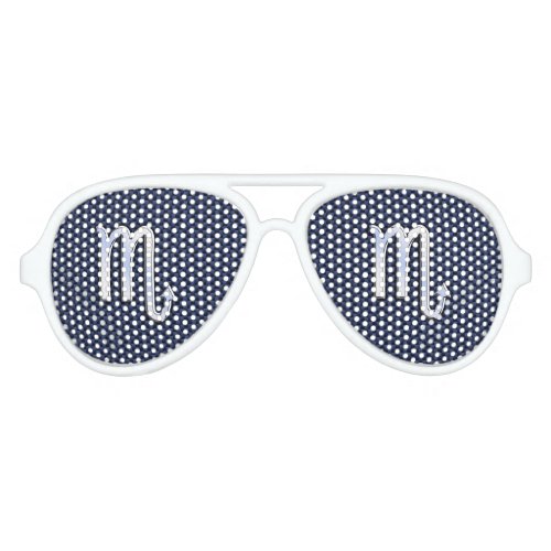 Scorpio Zodiac Symbol navy blue carbon fiber style Aviator Sunglasses