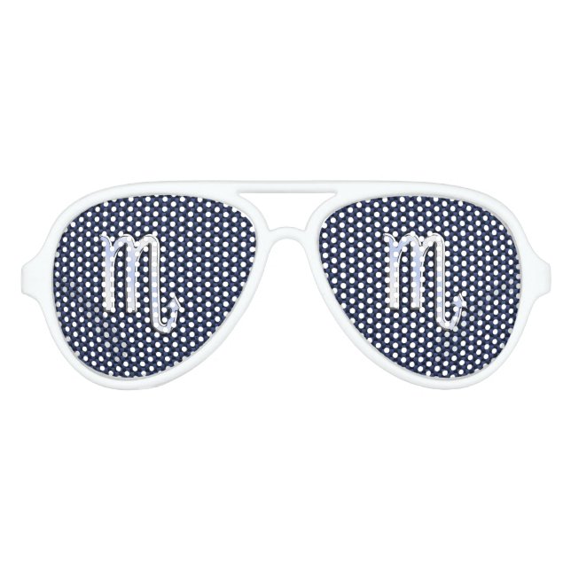 Scorpio Zodiac Symbol navy blue carbon fiber style Aviator Sunglasses (Front)