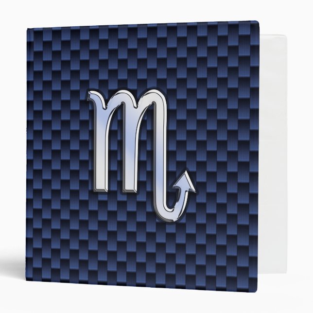 Scorpio Zodiac Symbol Navy Blue Carbon Fiber Style Binder (Front/Inside)