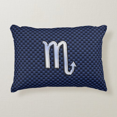 Scorpio Zodiac Symbol navy blue carbon fiber style Decorative Pillow