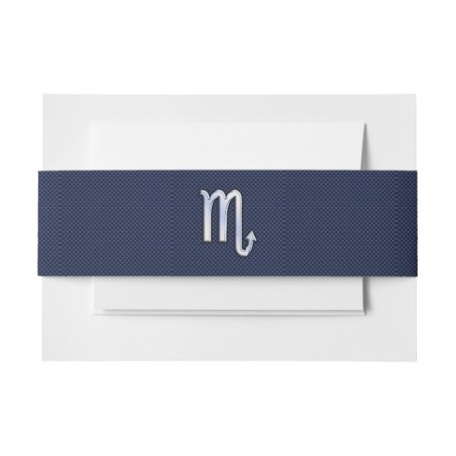 Scorpio Zodiac Symbol navy blue carbon fiber style Invitation Belly Band