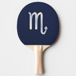 Scorpio Zodiac Symbol navy blue carbon fiber style Ping Pong Paddle