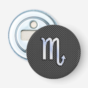 Scorpio Zodiac Symbol on Carbon Fiber Print Bottle Opener