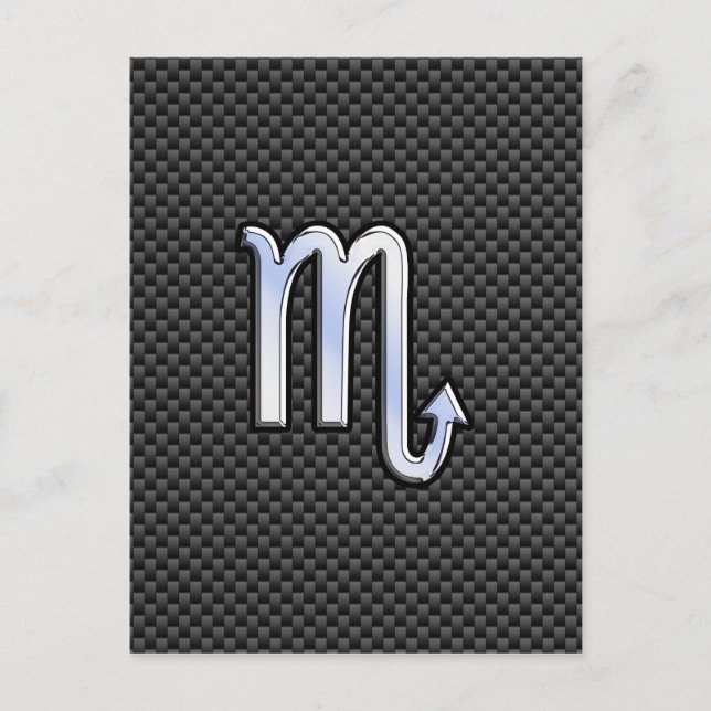 Scorpio Zodiac Symbol on Carbon Fiber Print Postcard (Front)