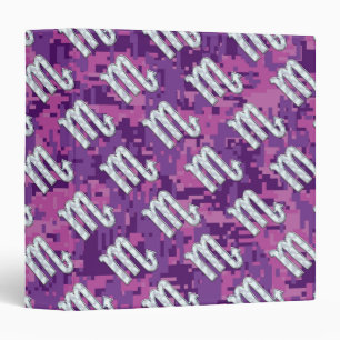 Scorpio Zodiac Symbol on Pink Digital Camo Binder