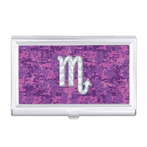 Scorpio Zodiac Symbol on Pink Digital Camo Case For Business Cards