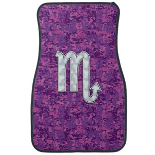 Scorpio Zodiac Symbol on Pink Digital Camouflage Car Mat