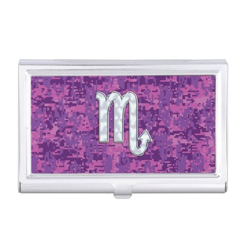 Scorpio Zodiac Symbol on Pink Digital Camouflage Case For Business Cards