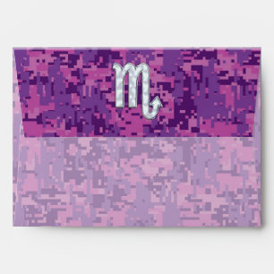 Scorpio Zodiac Symbol on Pink Digital Camouflage Envelope