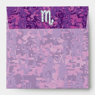 Scorpio Zodiac Symbol on Pink Digital Camouflage Envelope
