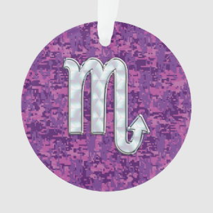 Scorpio Zodiac Symbol on Pink Digital Camouflage Ornament