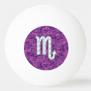 Scorpio Zodiac Symbol on Pink Digital Camouflage Ping-Pong Ball