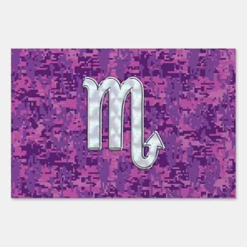 Scorpio Zodiac Symbol on Pink Digital Camouflage Yard Sign