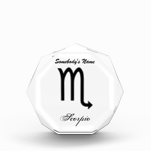 Scorpio Zodiac Symbol Standard by Kenneth Yoncich Acrylic Award (Front)