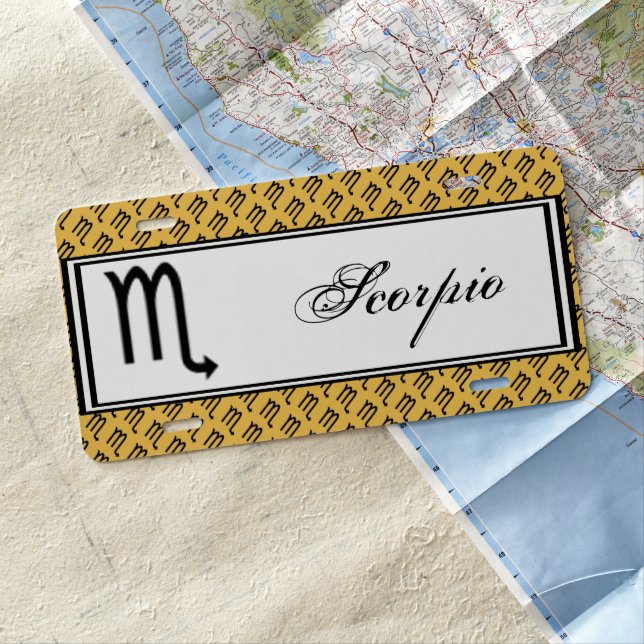 Scorpio Zodiac Symbol Standard by Kenneth Yoncich License Plate (In Situ)