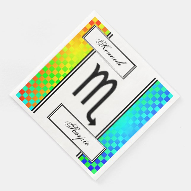 Scorpio Zodiac Symbol Standard by Kenneth Yoncich Paper Dinner Napkins (Corner)