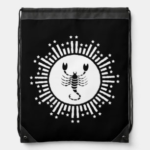 Scorpio Zodiac Symbol with Radiant Starburst Drawstring Bag