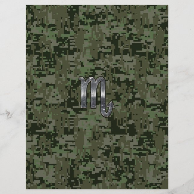 Scorpio Zodiac Symbol Woodland Digital Camo (Front)