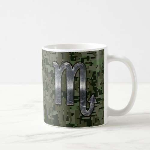 Scorpio Zodiac Symbol Woodland Digital Camo Coffee Mug