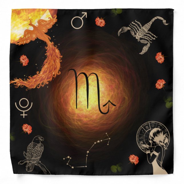 Scorpio Zodiac Tarot/Altar Cloth Bandana (Front)