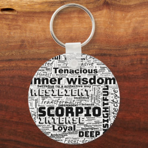 Scorpio Zodiac Word Cloud Inspiration Keychain