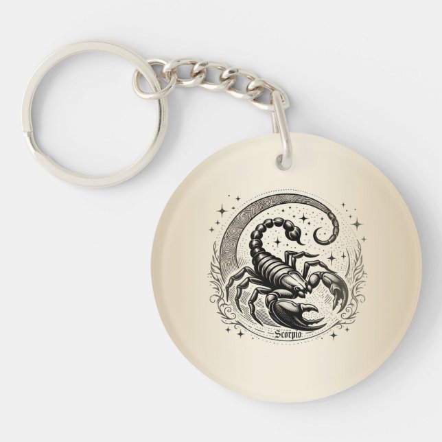 Scorpion Crescent Moon Astrology Zodiac Scorpio Keychain (Front)