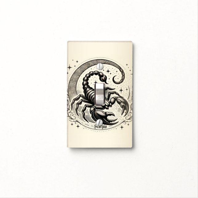 Scorpion Crescent Moon Astrology Zodiac Scorpio Light Switch Cover (In Situ)