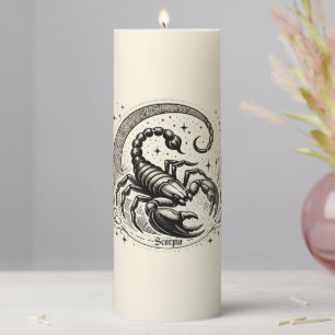 Scorpion Crescent Moon Astrology Zodiac Scorpio Pillar Candle