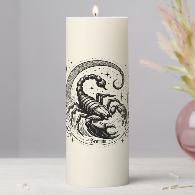 Scorpion Crescent Moon Astrology Zodiac Scorpio Pillar Candle (In Situ)