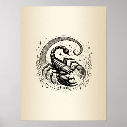 Scorpion Crescent Moon Astrology Zodiac Scorpio Poster