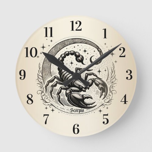 Scorpion Crescent Moon Astrology Zodiac Scorpio Round Clock